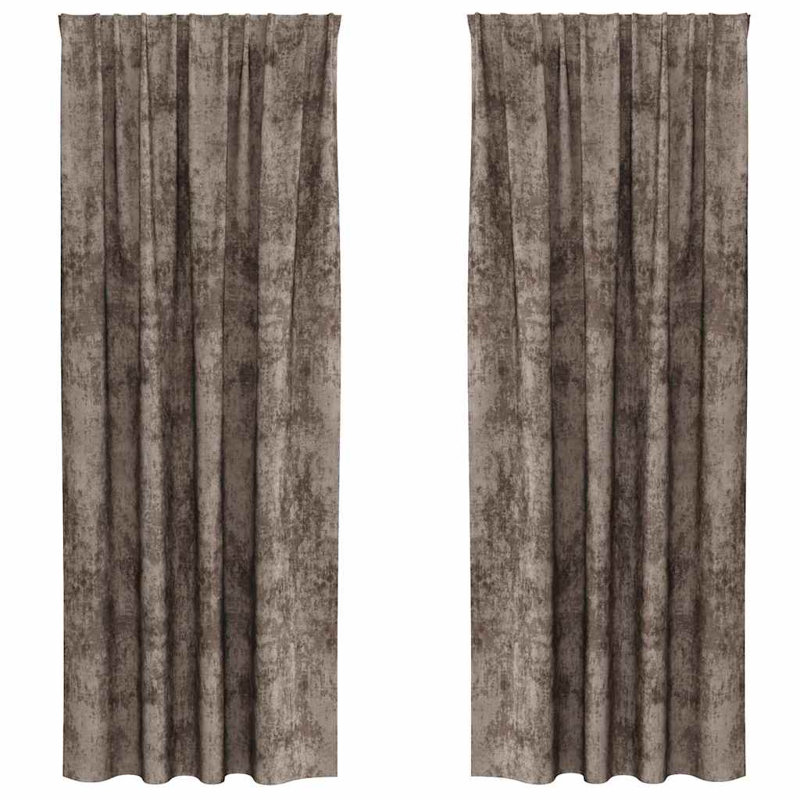 Curtain With Curtains 2 Pcs Velvet, Cappuccino, 140cm Width x 225cm Drop