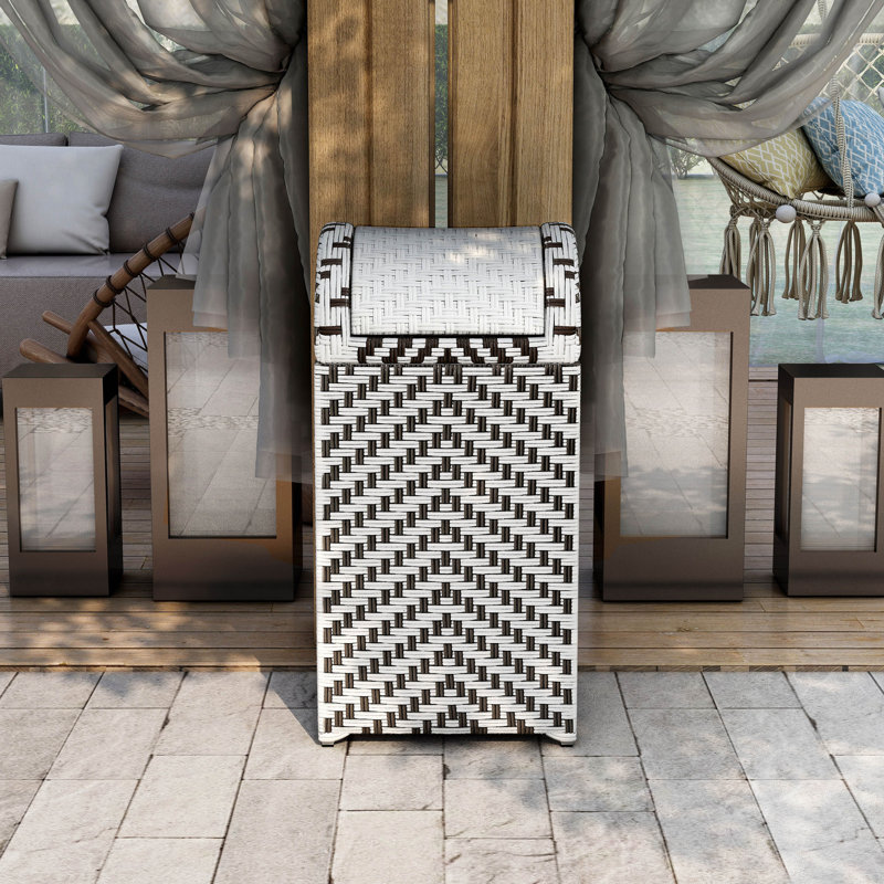 Poubelle en faux osier 33 gallons Flounder, Noir / blanc