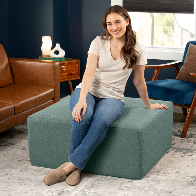 Repose-pieds surdimensionné Jaxx Fairlie Couch, Fausse fourrure verte Boucle