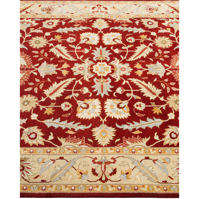 Tapis traditionnel rouge en laine noué à la main 4 pi 1 po x 6 pi 0 po