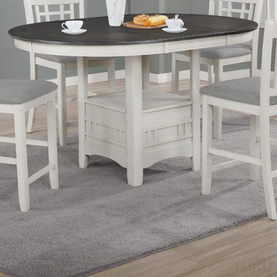 Casual Counter Height Kitchen Dining Table 18" Extendable Leaf Storage Pedestal Base