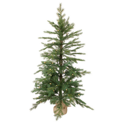 Faux Pine Tree in Burlap Pot Liner