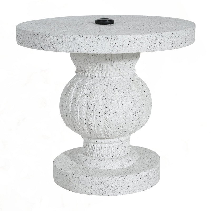 Outdoor Patio MGO Side Table Umbrella Base, White Marble 775W