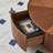 Kemberton Walnut Round Coffee Table with Storage Drawers Black Base-1690003232