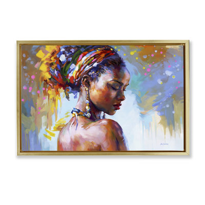 African Beauty Portrait Framed Floater Canvas By Leon Devenice