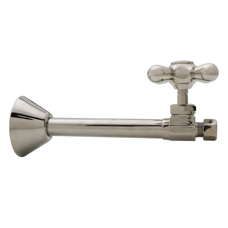 Polished Nickel Cross Handle Straight Stop Valve