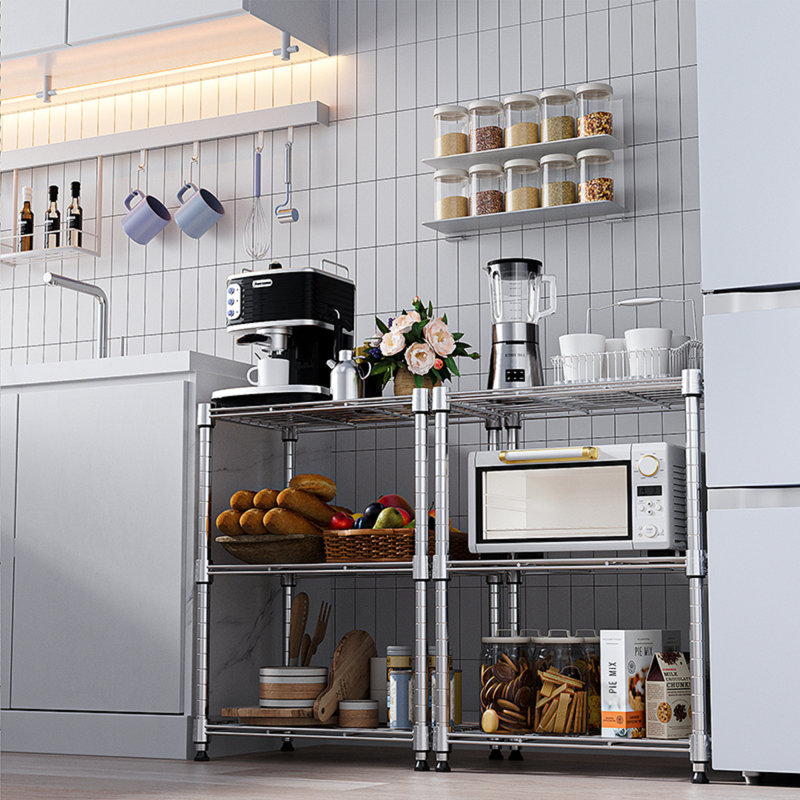Étagère grillagée utilitaire en acier à 3 niveaux 450 lb, Chrome chrome
