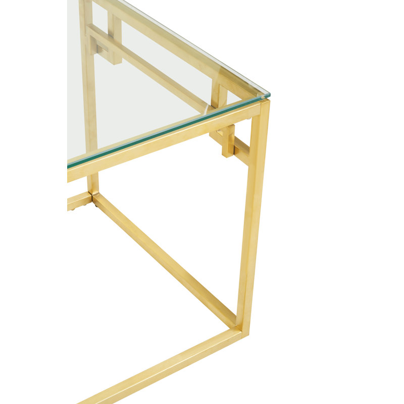 Allure Glass Top End Table, Gold