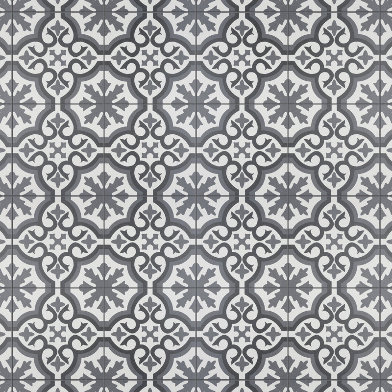 Berkeley 18" x 18" Porcelain Wall & Floor Tile, Gray/White