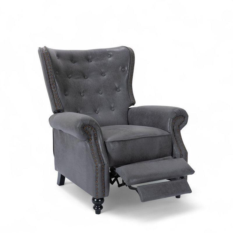 Buttoned Carmona Wingback Recliner Chair, Grey