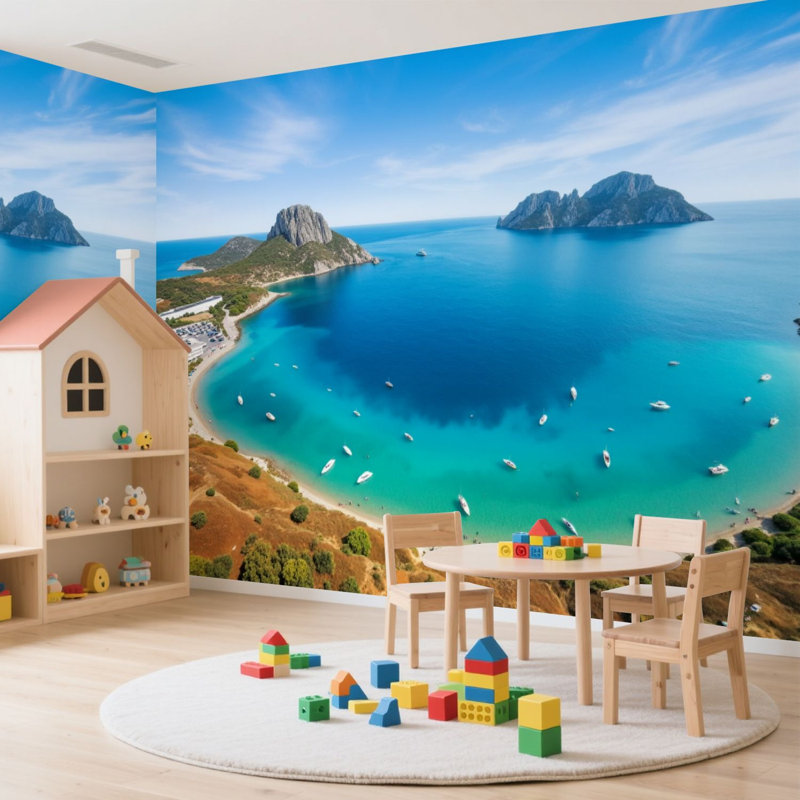 Papier peint adhésif mural pour chambre à coucher Peel and Stick l 144 "x H 100" avec vue aérienne, L 144 po x l 100 po