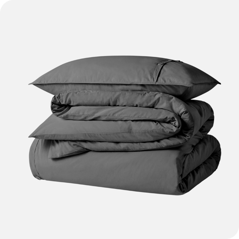 Twin/Twin XL Gray Organic Cotton Percale Duvet Cover Set