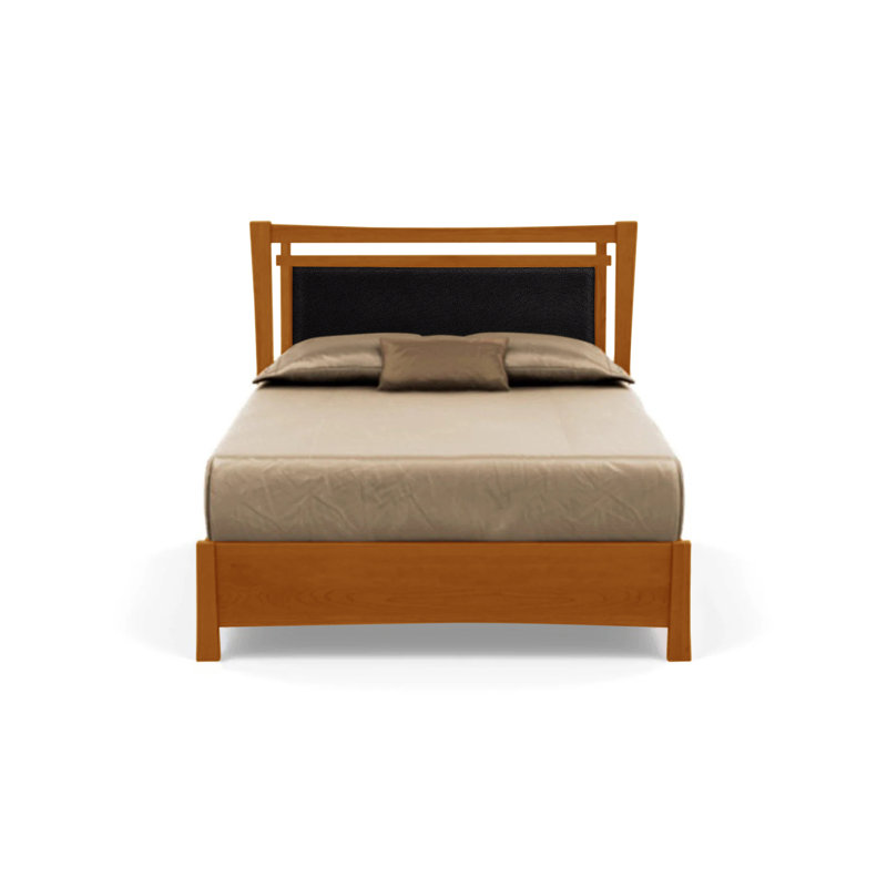 Lit plateforme en tissu d’ameublement Monterey, Double, Café en cuir, Cerise d'automne