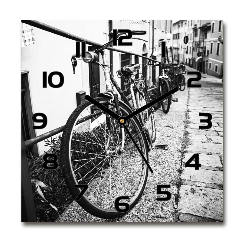 Herzlinde Glass Wall Clock, Black/White