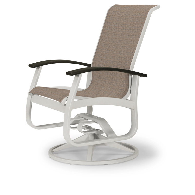 Chaise de patio pivotante Askar, Titane Sunbrella®, Noir P70, Neige texturée