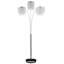 Lampe sur pied Nira, 3 abat-jour en cristal suspendus, cadre en arc argenté de 90 pouces