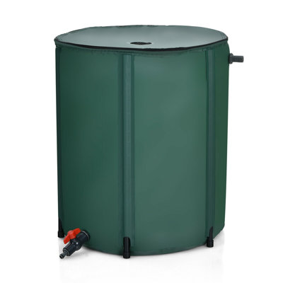 Gymax 60 Gallons Weather Resistant PVC Drainable Rain Barrel