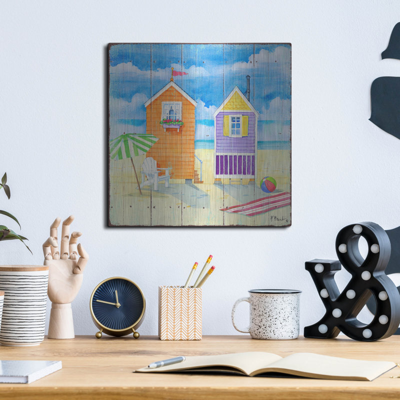 «Beach Huts Square I» par Paul Brent, H 12 po x l 12 po