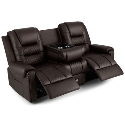 Fauteuil inclinable en cuir 3 places avec massage à 8 points et boîte de rangement, fauteuil de massage à 3 sièges d'une largeur de 77,55 po avec charge USB