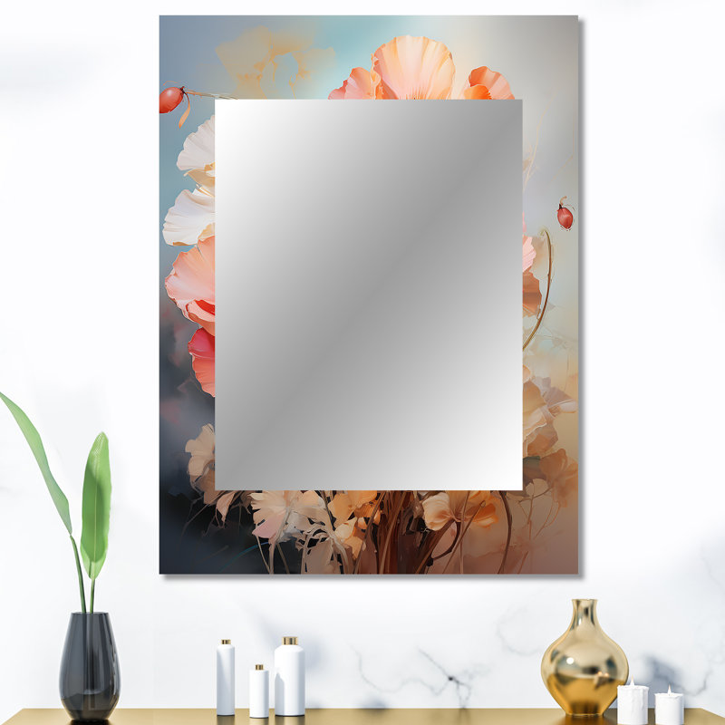 Coral Poppies Romantic Impression III - coquelicots, miroir mural, 40 po x 30 po