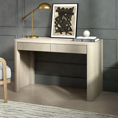 Bureau rectangulaire cannelé de 47,5 po de large Palmera blanc aulne