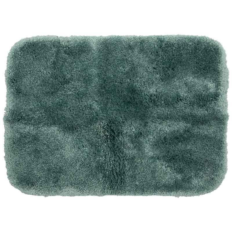 Gaerwn Machine Tufted Nylon Machine Washable Bath Rug, Teal, 17" W x 24" L