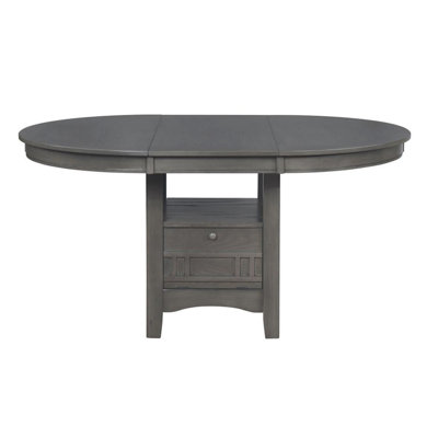 Oval 60-Inch Extension Leaf Dining Table, Medium Grey