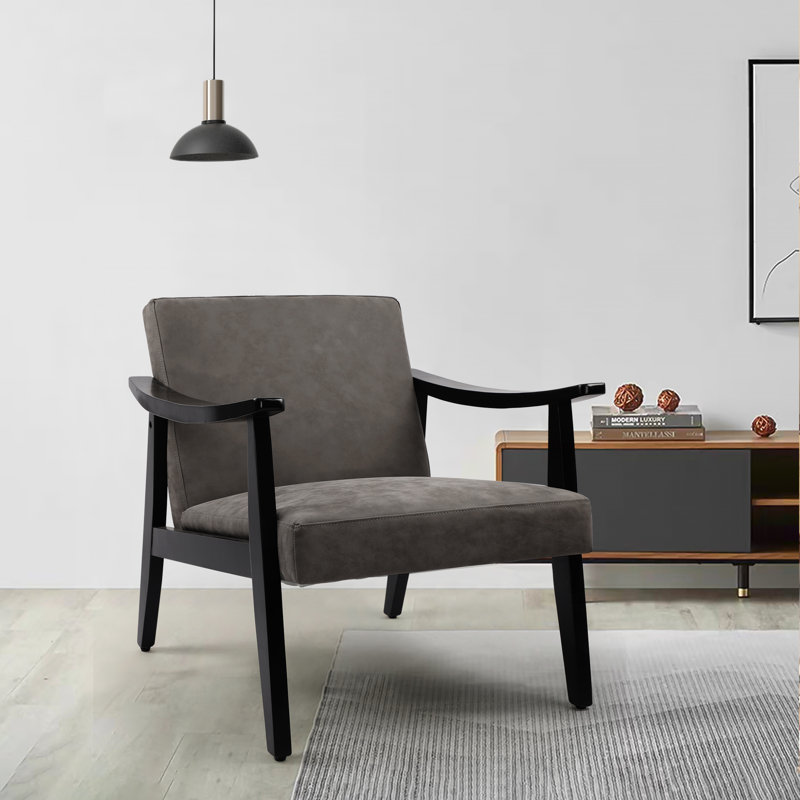 Karthika Faux Leather Armchair, Gray