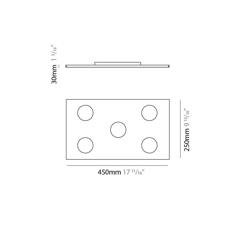 Pop 5 - Light 17.6875" Simple Rectangle LED Flush Mount, Black