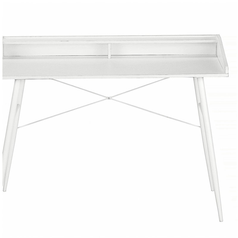 Bureau d'ordinateur, bureau personnel, ordinateur portable, tablettes de rangement, l 48 po, travail, stratifié blanc, métal blanc, contemporain, moderne