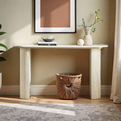 55.12 Inch Modern Design Faux Mars Marble Pattern Console Table For Living Room,narrow Console Table Wit
