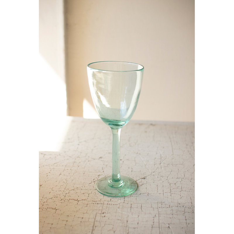  Verres à vin en verre recyclé H 8,5 po, transparent soufflé à la main transparent, ensemble de 6
