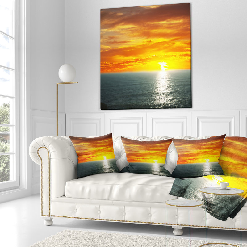 Coussin décoratif eaux de soleil sur mer magnifique shore, 16 po x 1 po, Coussin décoratif