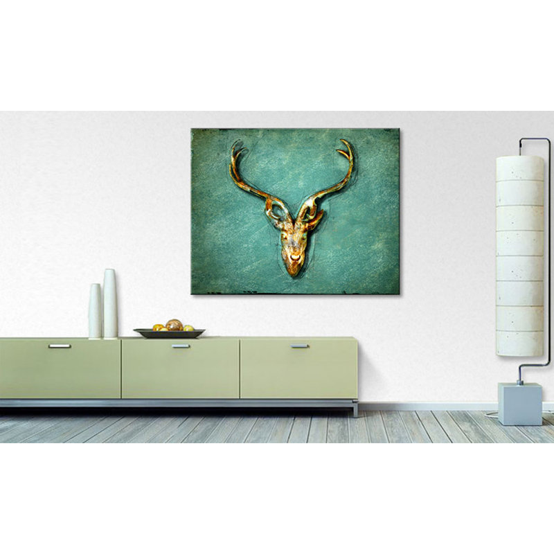 The Deer - Stretched On Wooden Frame Print on Canvas, 80cm H x 100cm W, 100% cotton canvas