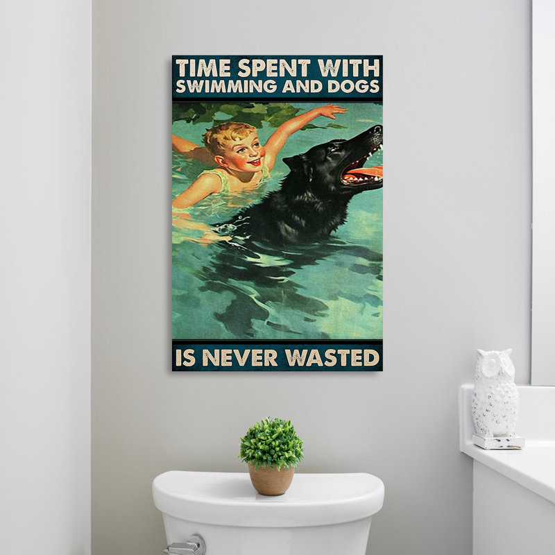 Impression sur toile «Time Spent With Natation And Dog Is Never Wast» de Zebrowski, L 24 po x H 36 po