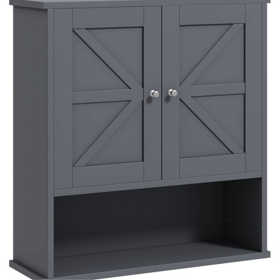 Bathroom Cabinet, Grey Wall Mounted With Open Shelf And Adjustable Compartments Storage Vibe Configurations For Effective Organization