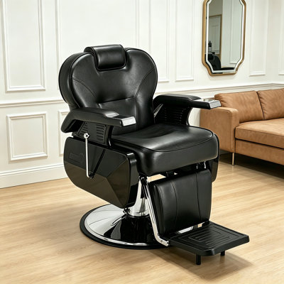 Fauteuil de coiffeur inclinable hydraulique professionnel pour salon, coiffeur et coiffeur, noir