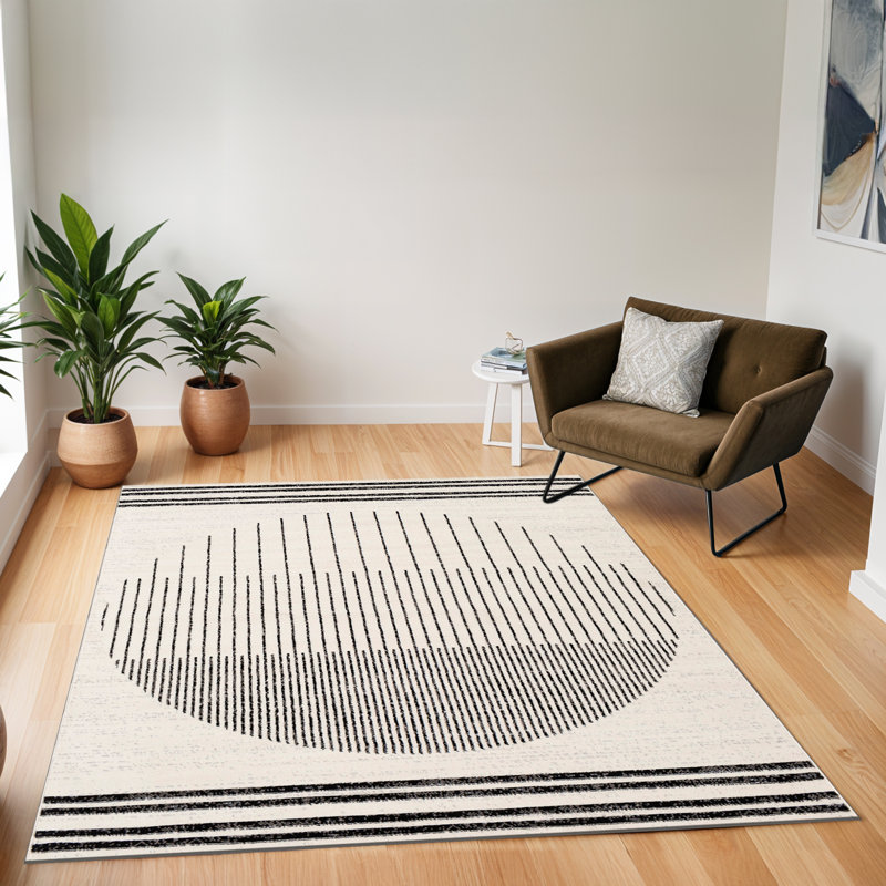 Corum Black/Off-White Rug, Rectangle 152 x 213cm