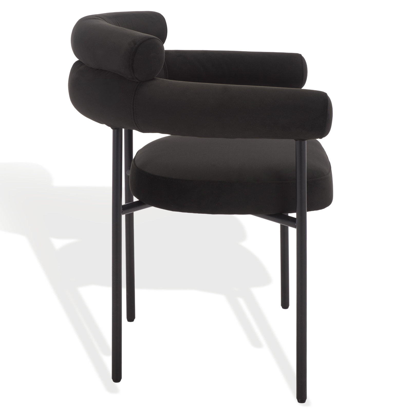Bellport Curved Back Dining Chair, Black Linen
