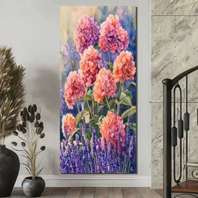 Hydrangeas In A Field Of Lavender III - Hydrangea Canvas Prints