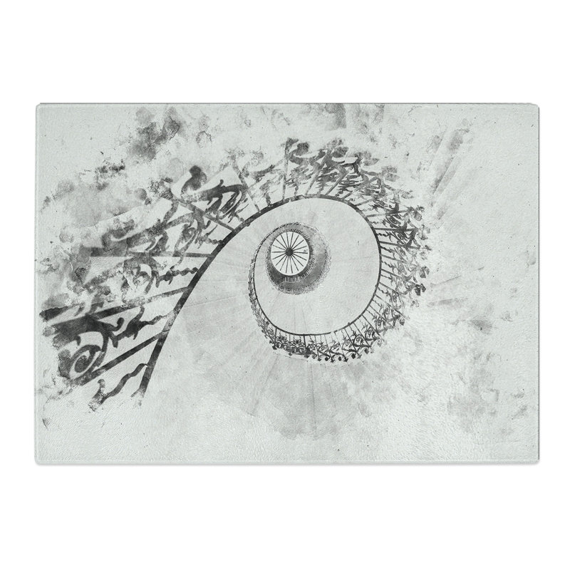 Tempered Glass Spiral Staircase Chopping Board, 28.5 cm x 39 cm