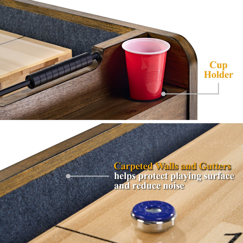 Barrington Billiards 12' Coventry Shuffleboard Table With Scratch-Resistant Playfield and 8 Puck Set