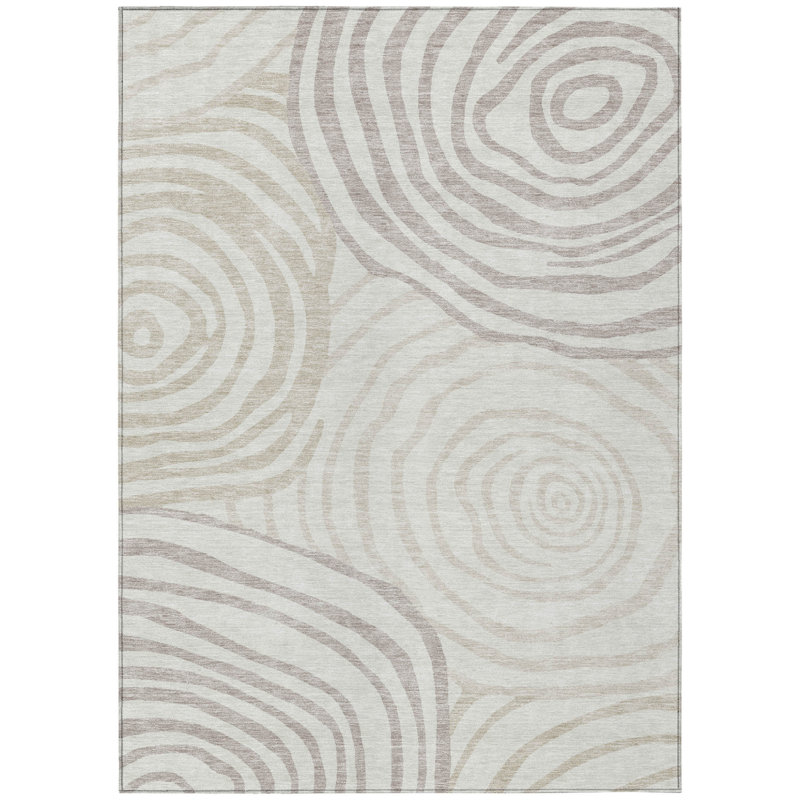 Tapis intérieur lavable abstrait 9 pi x 12 pi beige