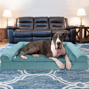 FurHaven Faux Fleece & Chenille Soft Woven Orthopedic Sofa Dog Bed