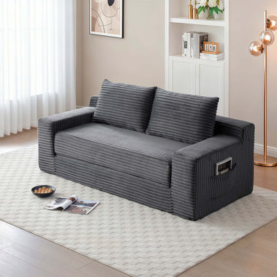 Memory Foam Cloud Loveseat Sofa with Convertible Bed and No-Assembly Design