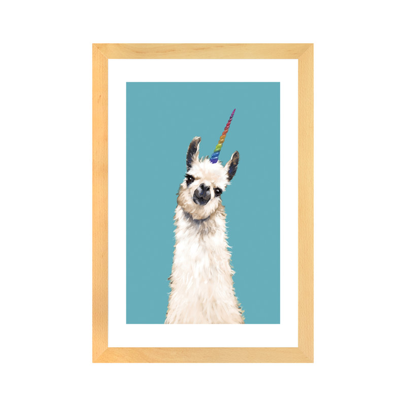 Art encadré licorne, Papier encadré naturel, H 24 po x l 16 po x P 1 po