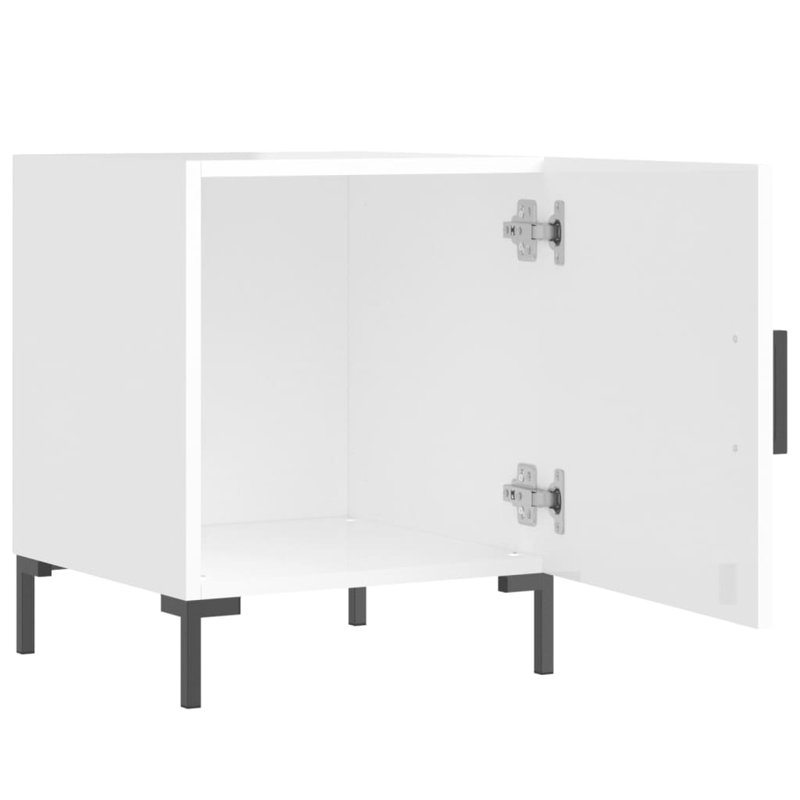 Menpal 40cm W Iron Bedside Table, High Gloss White