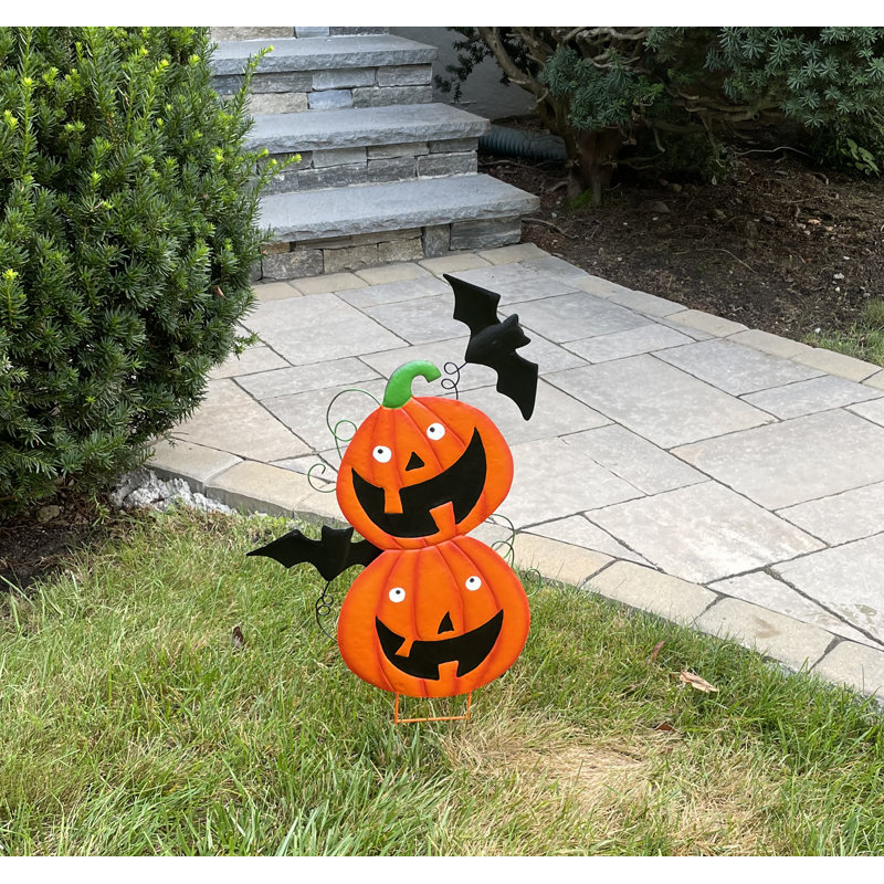 Piquet de jardin citrouille-lanterne 32 po Halloween