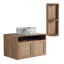 Meuble-lavabo de salle de bain avec lavabo d'art en céramique et support de rangement, 2 portes à fermeture douce, conception à fixation flottante, contreplaqué-1411401080