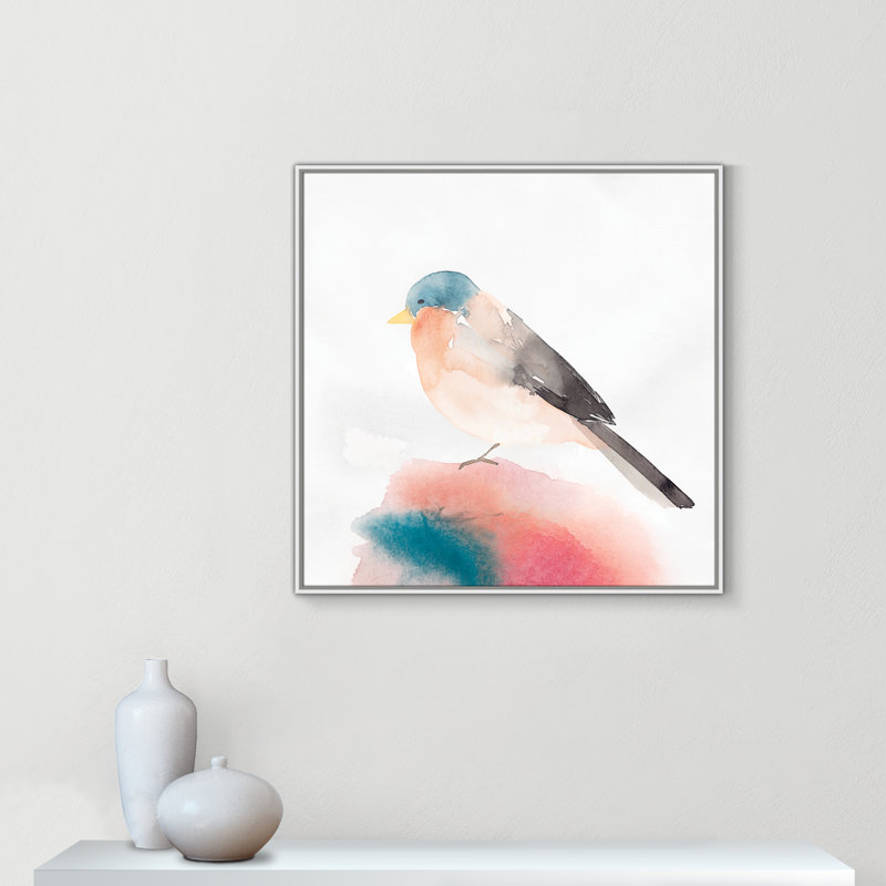 Chickadee II par Casa Fine Arts, Pas de tapis, H 37,5 po x l 37,5 po x P 2 po, Toile blanche encadrée